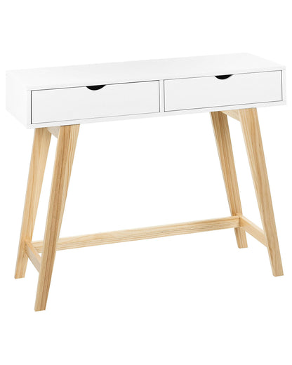 NordicLuxe Console Table White And Light Wood MDF Legs 101x36x78cm