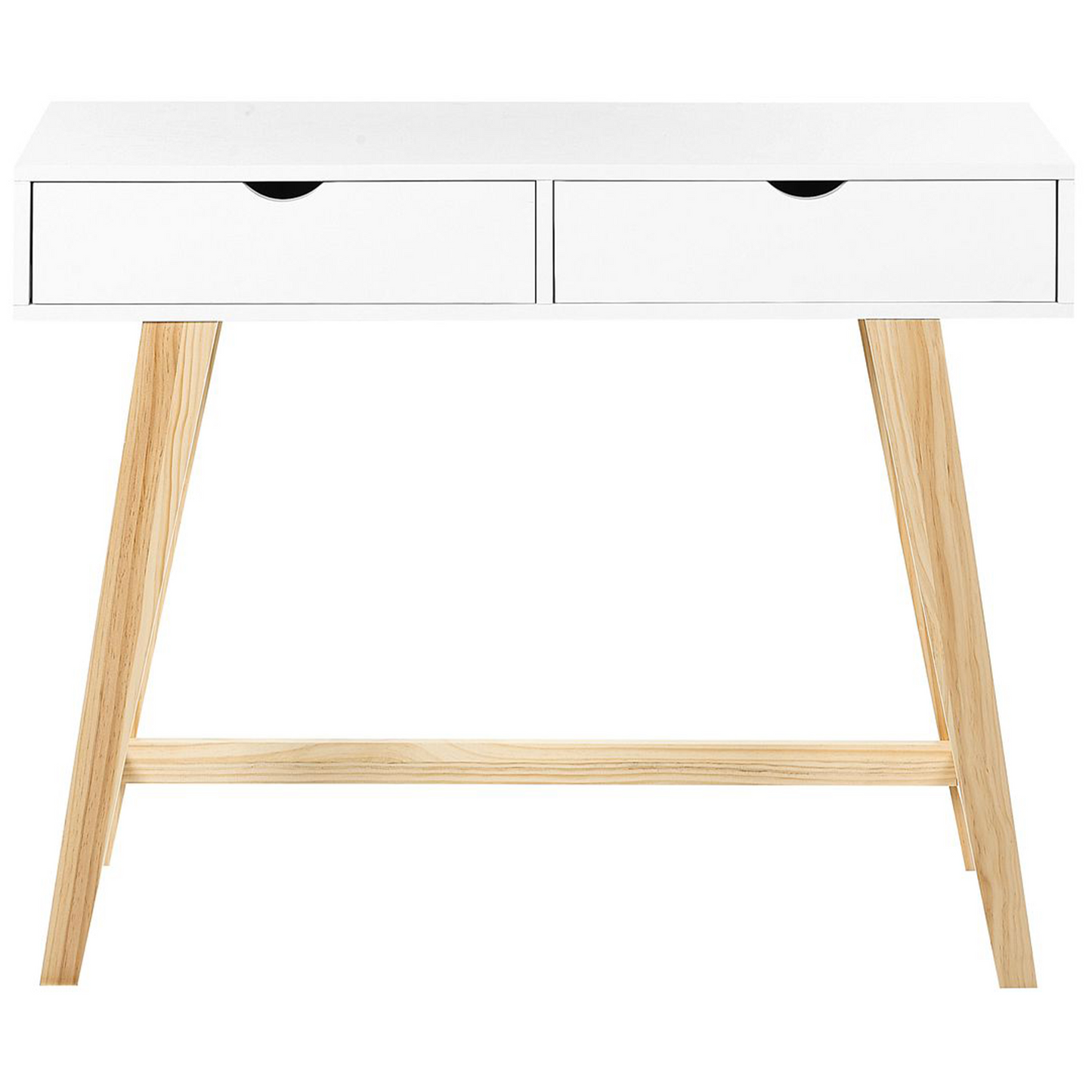 NordicLuxe Console Table White And Light Wood MDF Legs 101x36x78cm