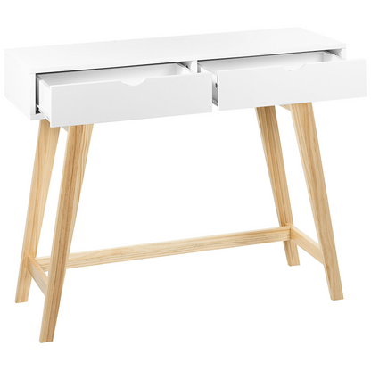 NordicLuxe Console Table White And Light Wood MDF Legs 101x36x78cm