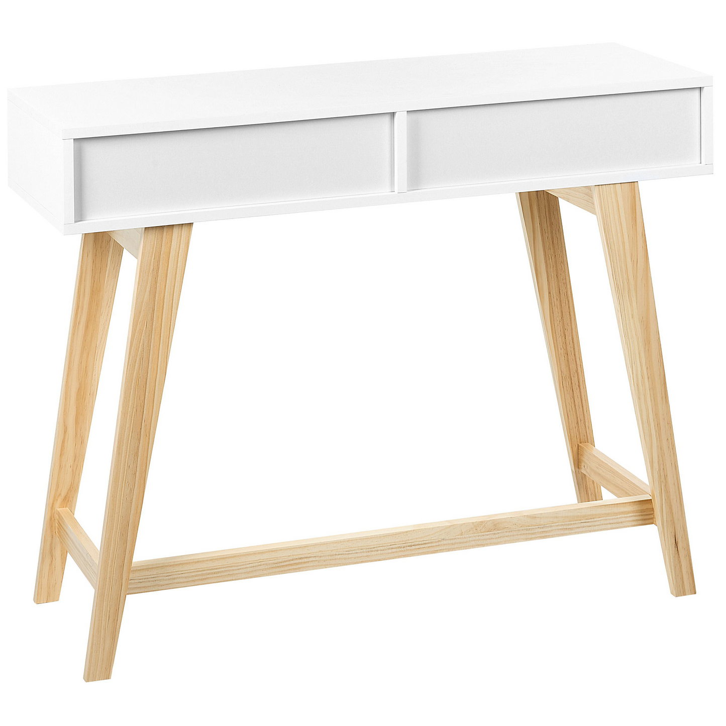 NordicLuxe Console Table White And Light Wood MDF Legs 101x36x78cm