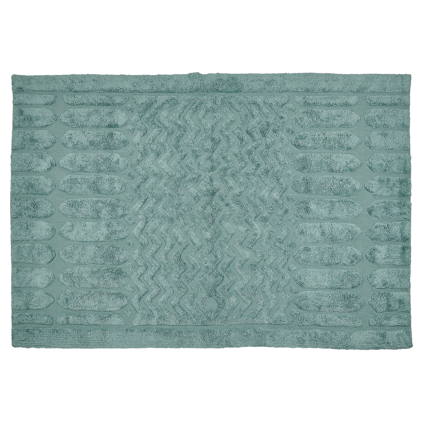 Mint Cotton Area Rug 140 x 200 Hand Tufted Shaggy Geometric