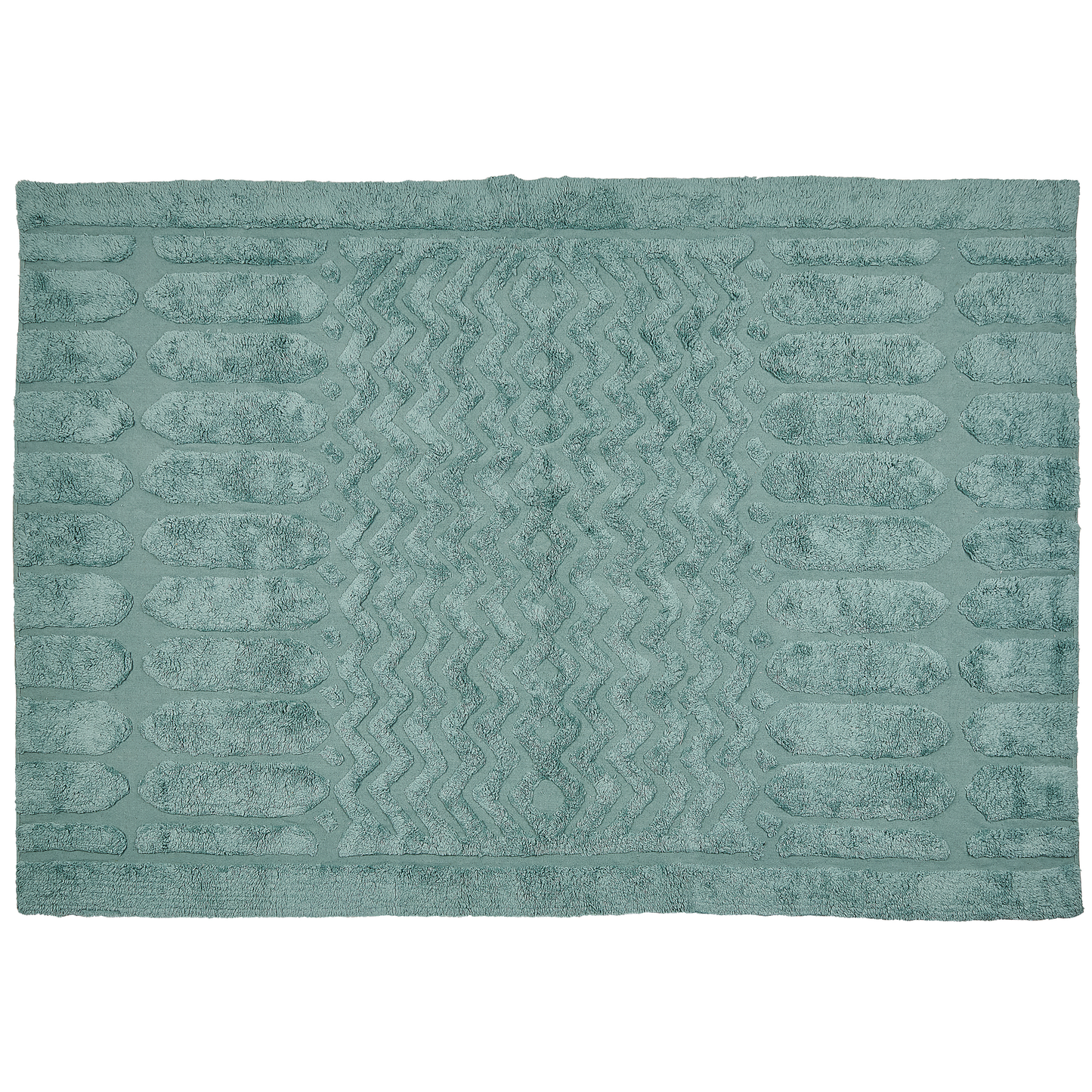 Mint Cotton Area Rug 160 x 230cm Hand Tufted Shaggy Geometric Boho Living Room