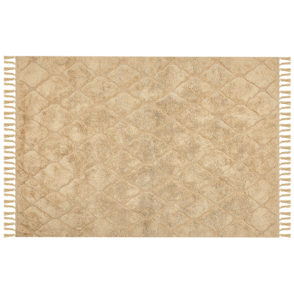 Hand Tufted Cotton Area Rug 160 x 230 Beige Geometric Tassels