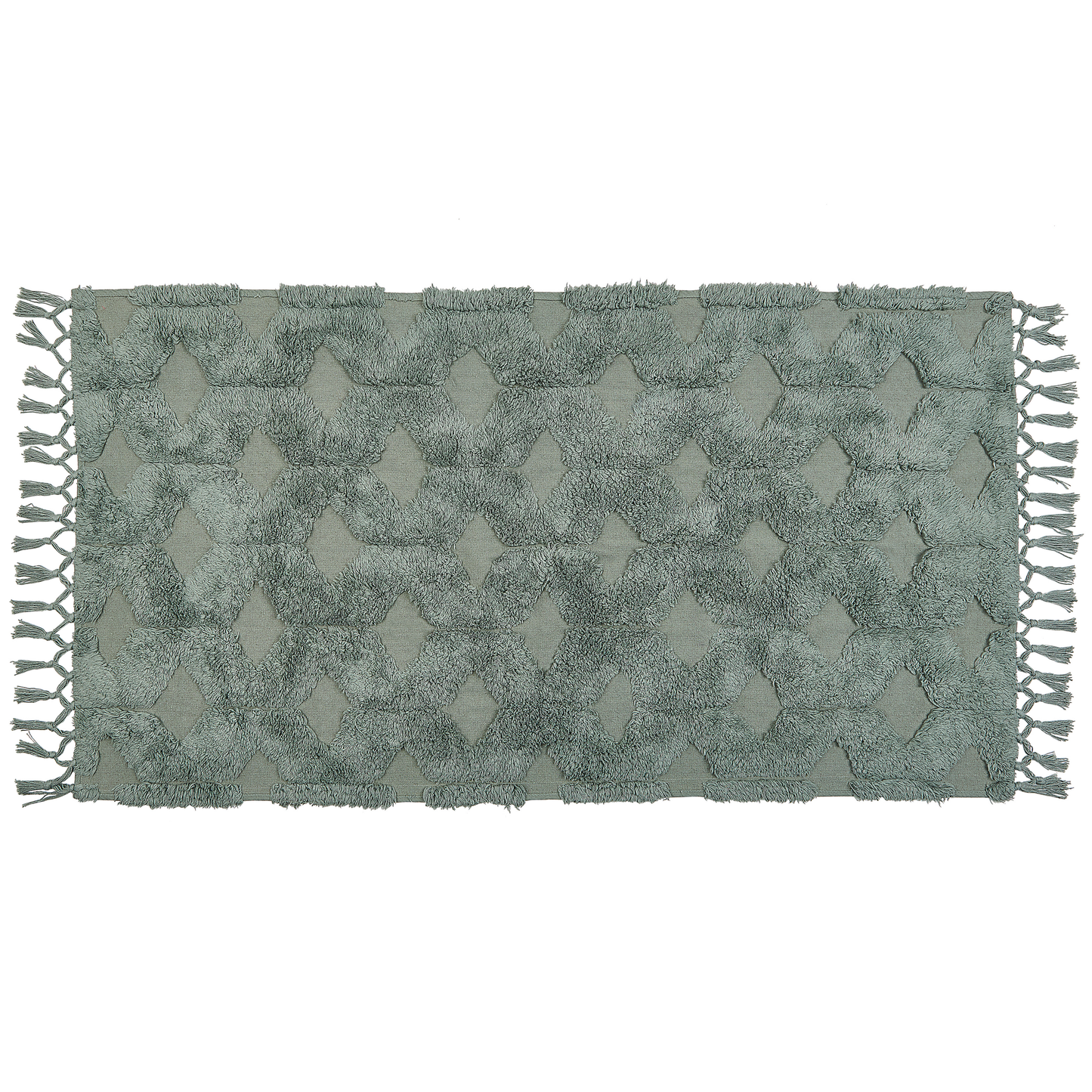 Green Cotton Area Rug 80 x 150cm Hand Tufted Shaggy