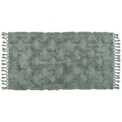 Green Cotton Area Rug 80 x 150cm Hand Tufted Shaggy