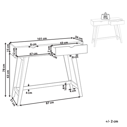 NordicLuxe Console Table White And Light Wood MDF Legs 101x36x78cm
