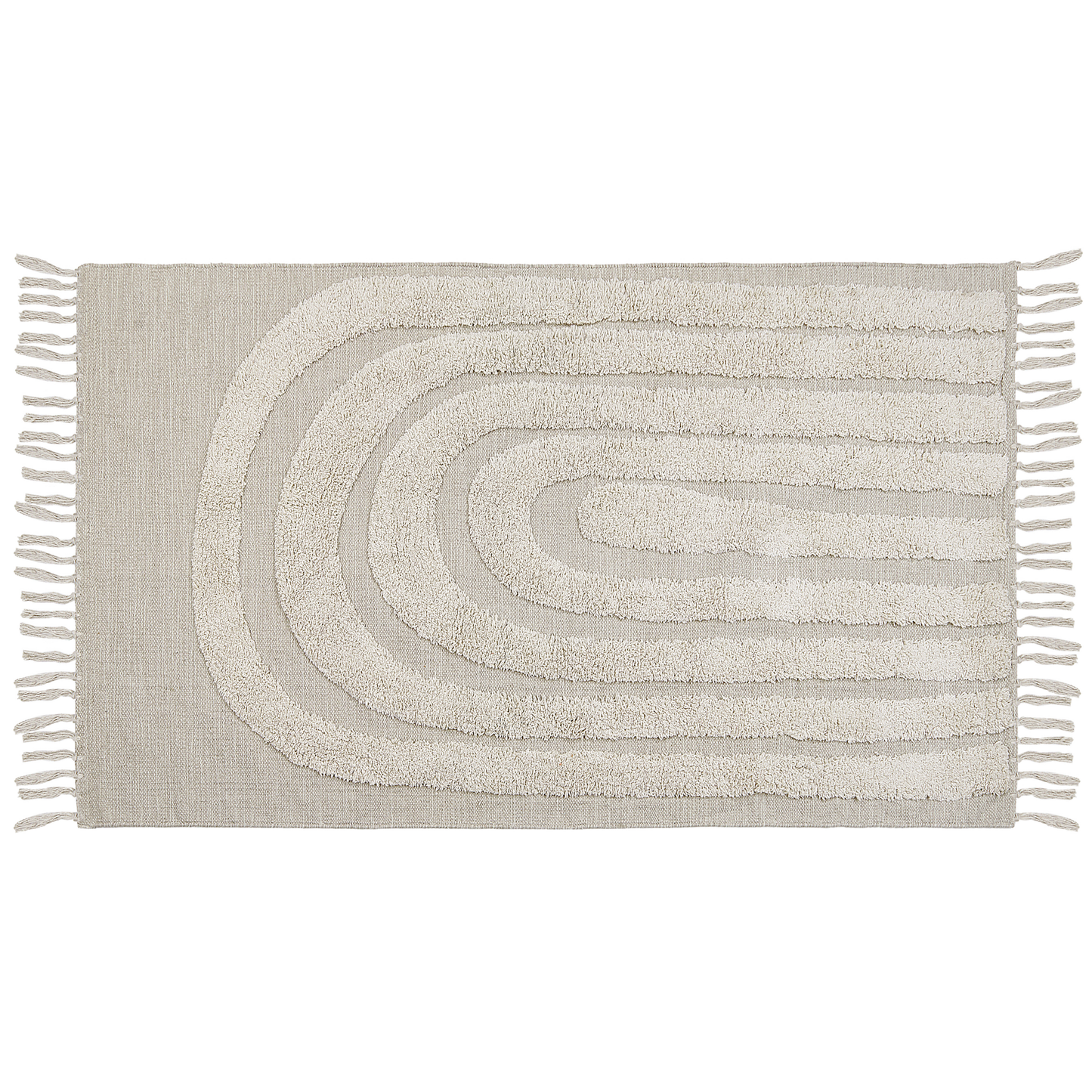Boho Cotton Area Rug Beige 80 x 150cm With Tassels