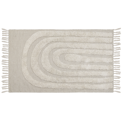Boho Cotton Area Rug Beige 80 x 150cm With Tassels