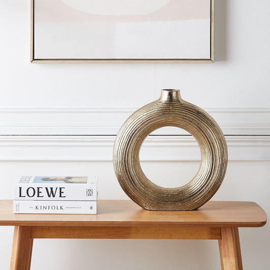 Comal Gold Aluminium Vase Distressed Glam Modern Home Decor