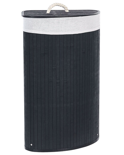 Black Bamboo Storage Basket With Lid