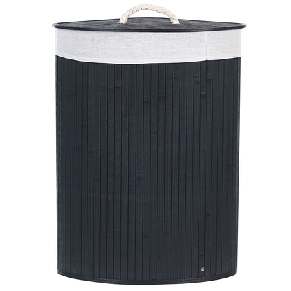 Black Bamboo Storage Basket With Lid