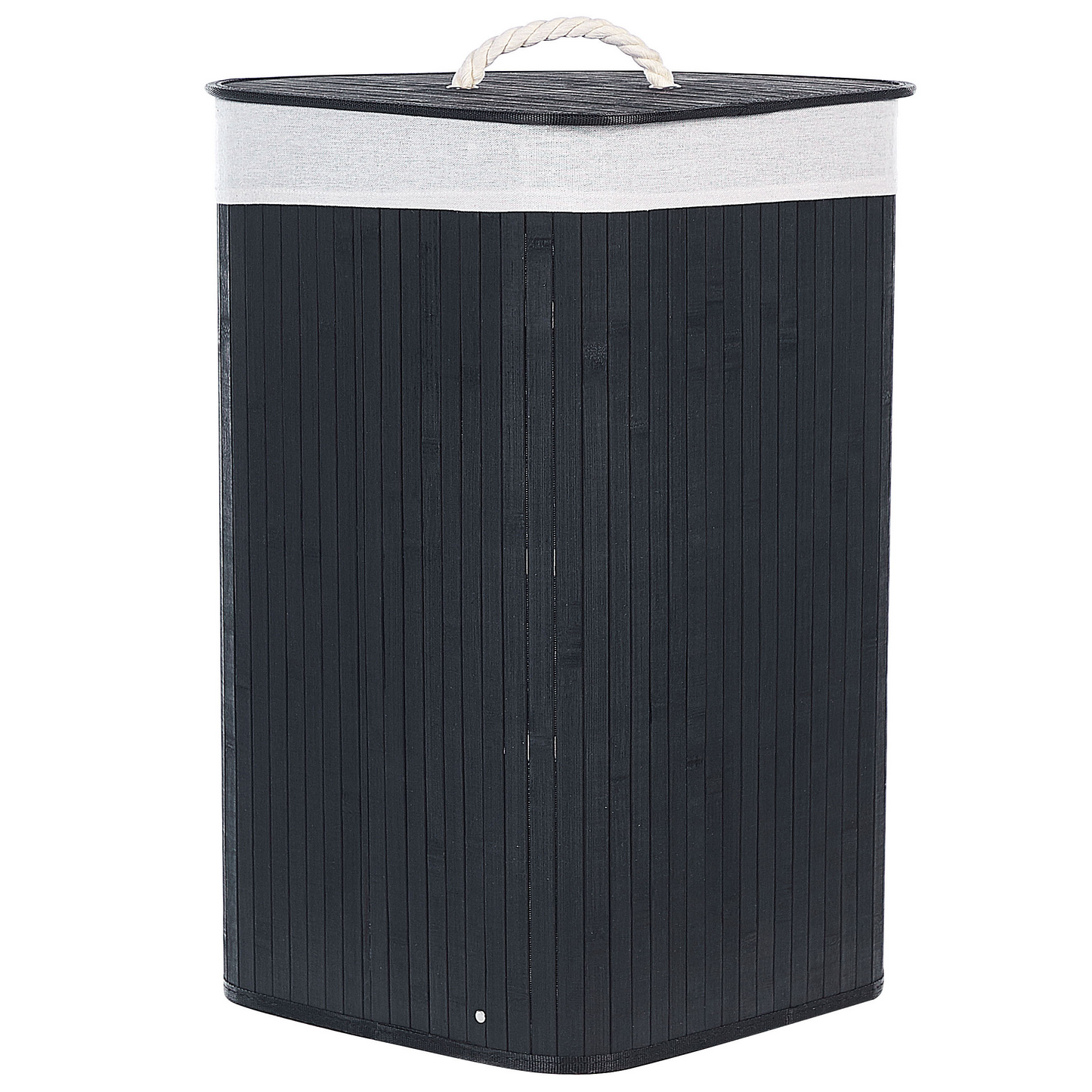 Black Bamboo Storage Basket With Lid