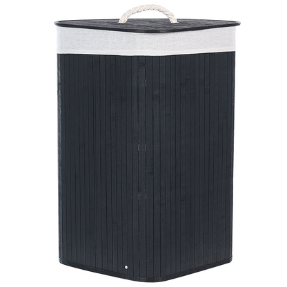 Black Bamboo Storage Basket With Lid