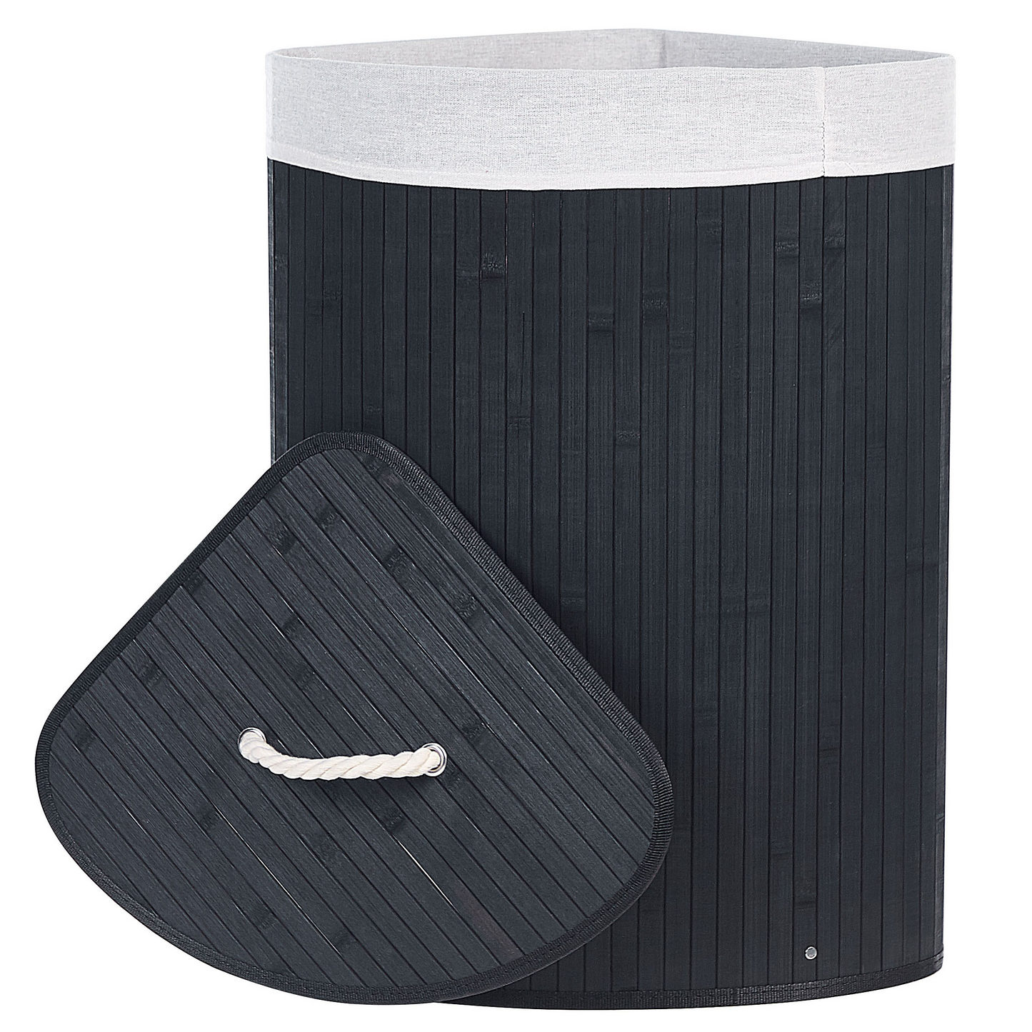 Black Bamboo Storage Basket With Lid