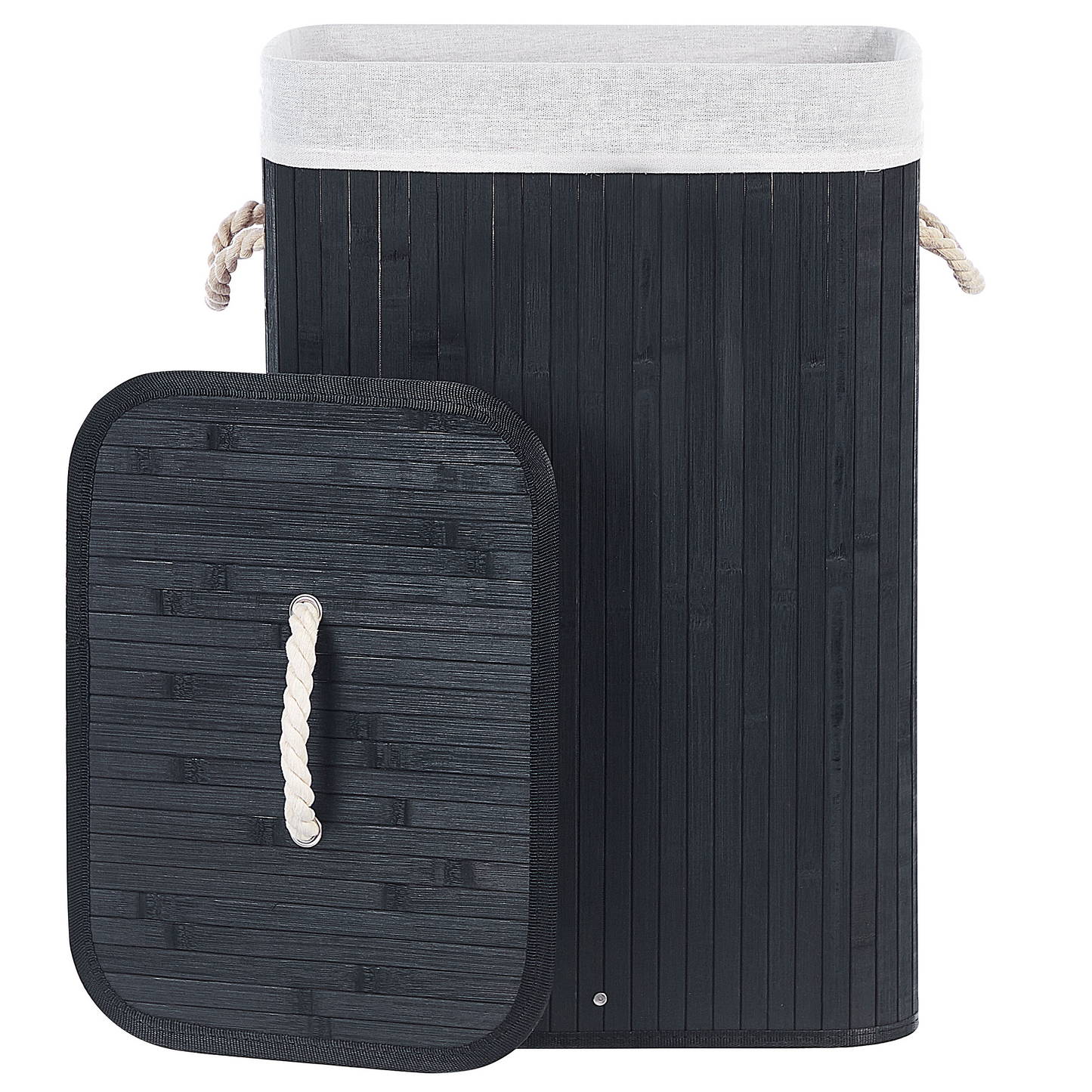 Storage Basket Black With Lid Laundry Bin Boho Style Removable Liner Durable
