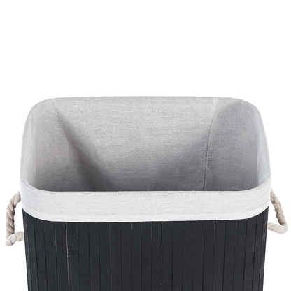 Storage Basket Black With Lid Laundry Bin Boho Style Removable Liner Durable