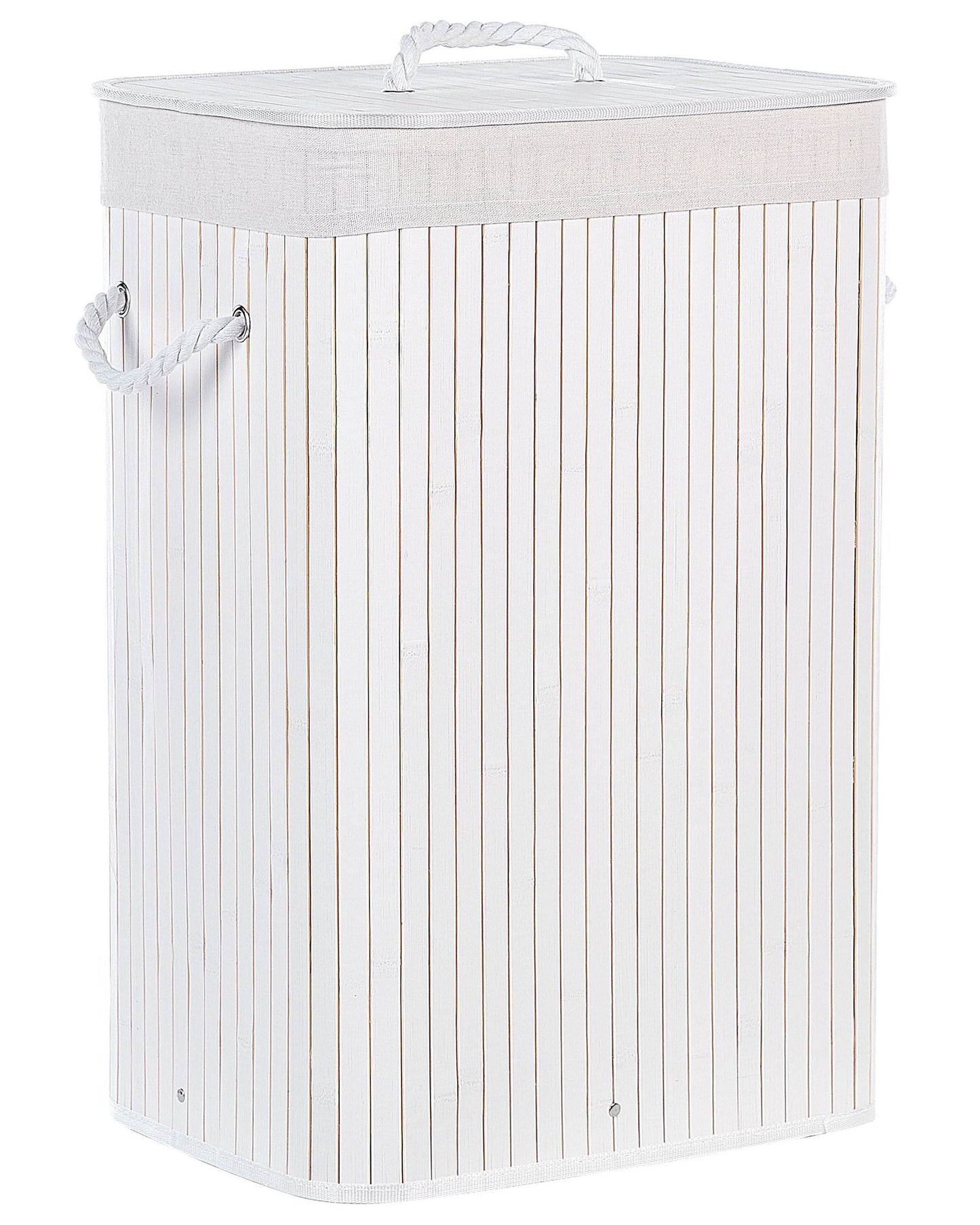 Boho Practical Accessories Bamboo Storage Basket With Lid White