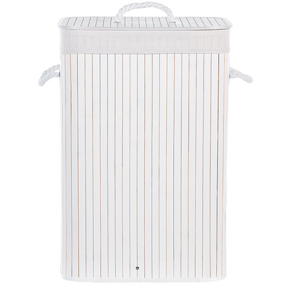 Boho Practical Accessories Bamboo Storage Basket With Lid White