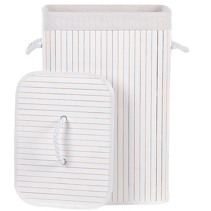 Boho Practical Accessories Bamboo Storage Basket With Lid White