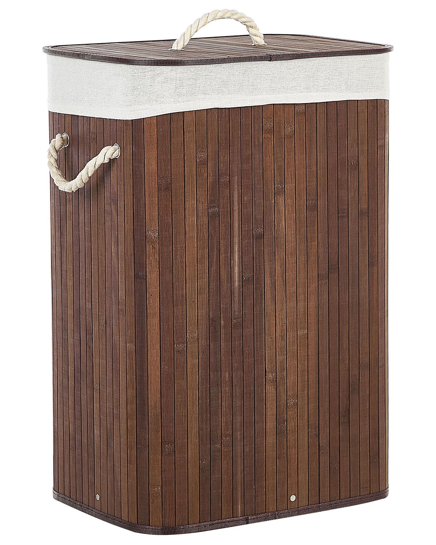 Bamboo Storage Basket With Lid Dark Brown Laundry Bin For Laundry Room Organization