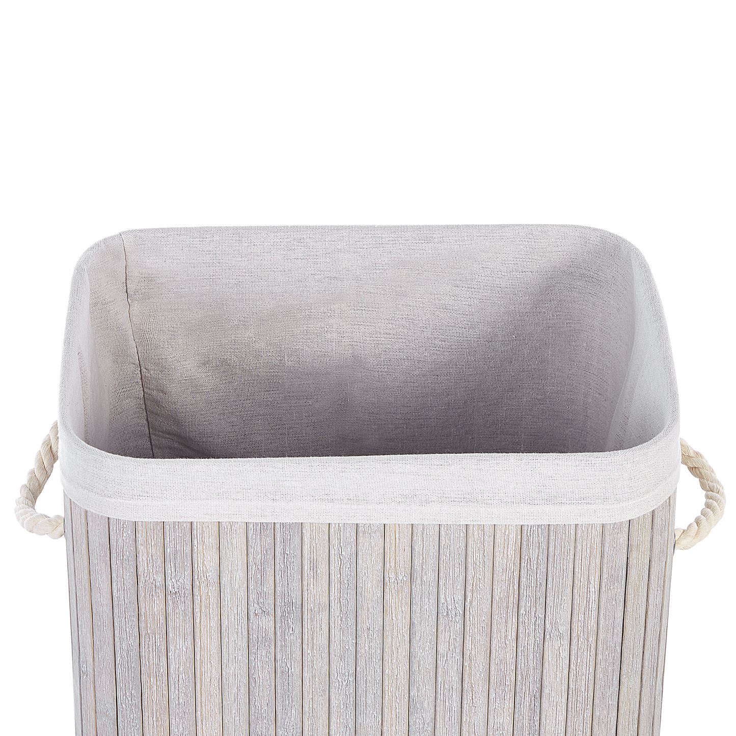 Boho Storage Basket With Lid Bamboo Laundry Bin Light Grey Durable With Removable Liner