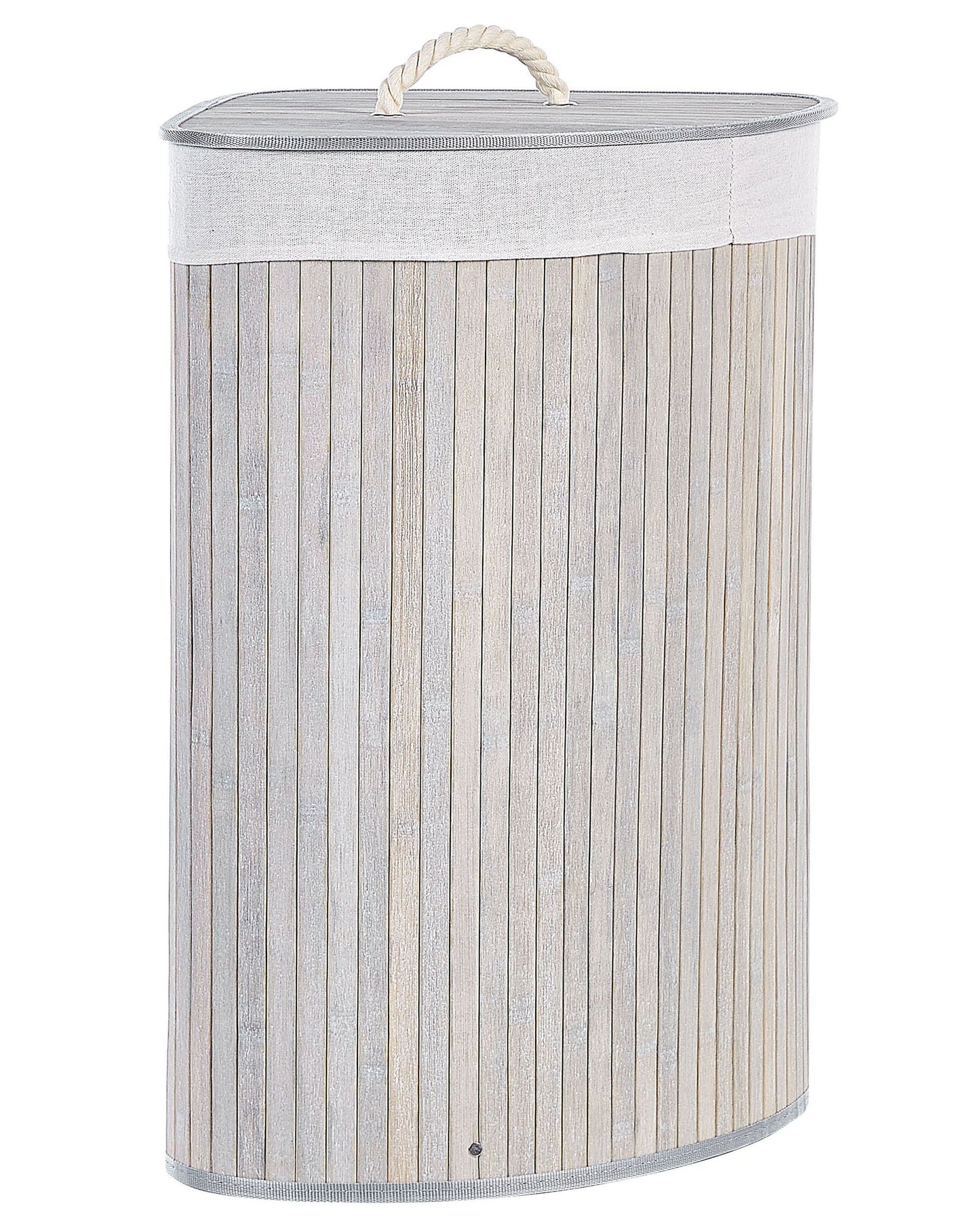 Bamboo Storage Basket With Lid Light Grey Laundry Bin Corner Organizer