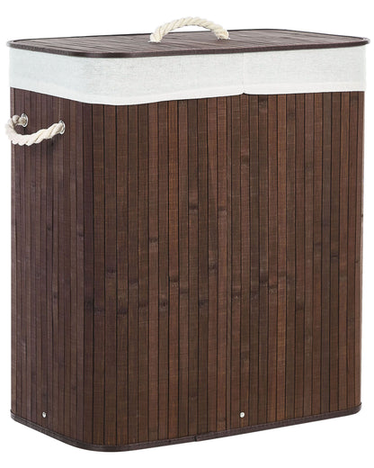 Two-Compartment Laundry Hamper With Lid And Rope Handles