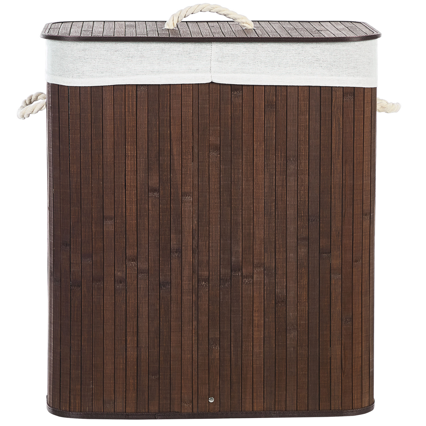 Two-Compartment Laundry Hamper With Lid And Rope Handles