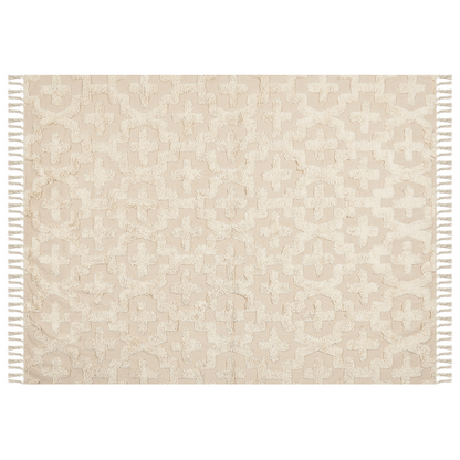Beige Shag Area Rug 160 x 230cm Tufted Geometric Pattern