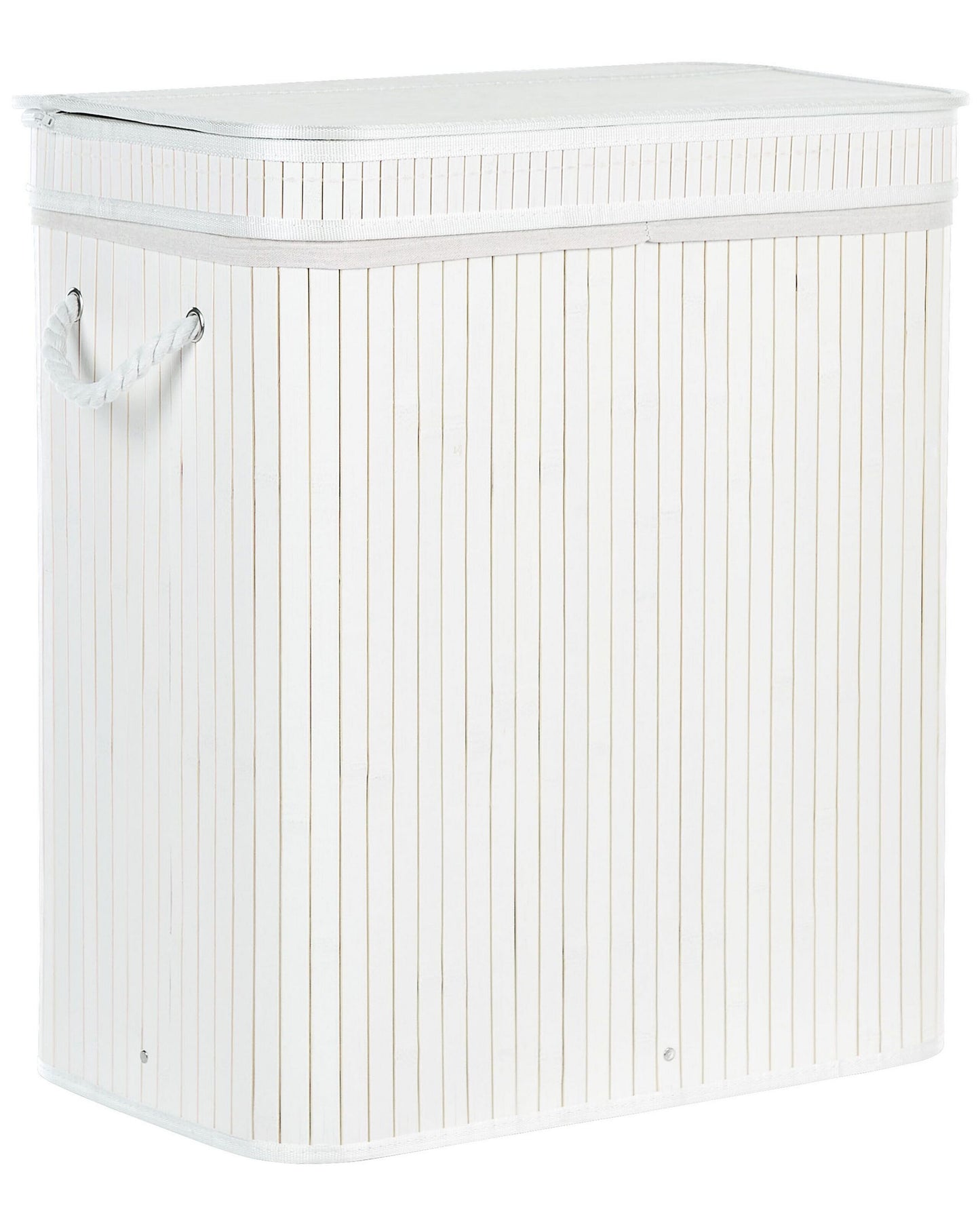 Bamboo Laundry Hamper With Zippered Lid Grey Two Compartments