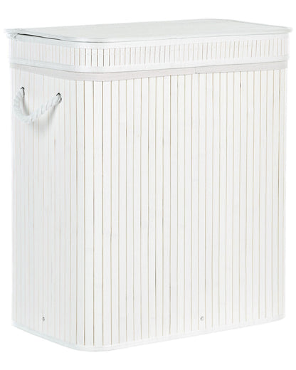 Bamboo Laundry Hamper With Zippered Lid Grey Two Compartments