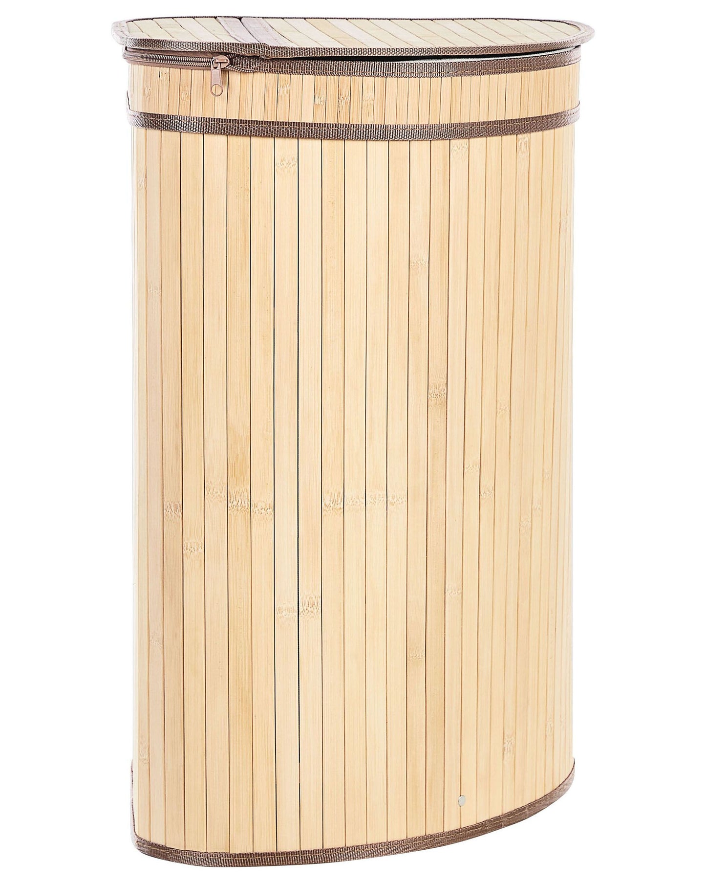 Bamboo Home Corner Basket Zippered Lid Light Brown 2 Compartments
