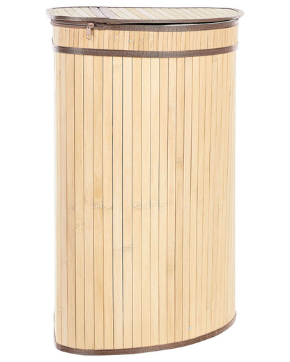 Bamboo Home Corner Basket Zippered Lid Light Brown 2 Compartments