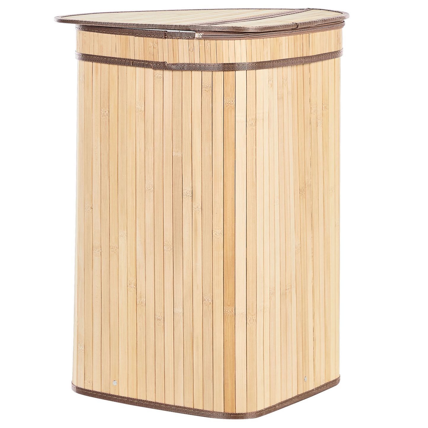 Bamboo Home Corner Basket Zippered Lid Light Brown 2 Compartments