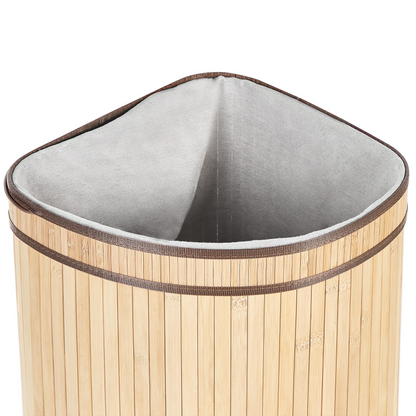 Bamboo Home Corner Basket Zippered Lid Light Brown 2 Compartments