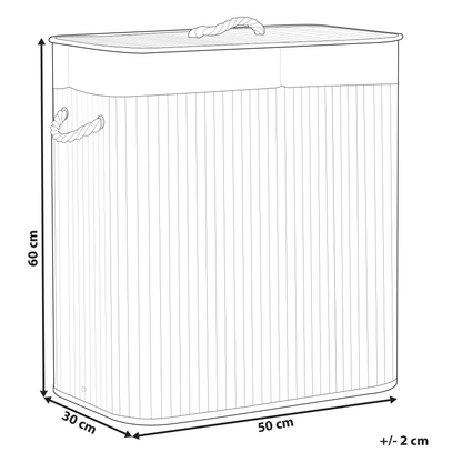Bamboo Laundry Hamper With Lid Two Compartments Rope Handles Light Brown Natural Finish