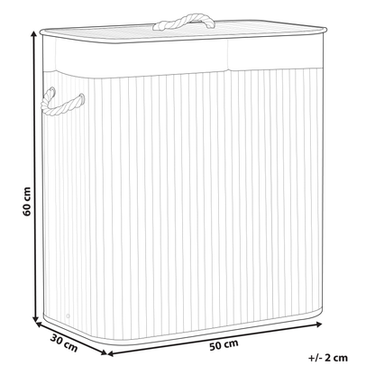 Grey Bamboo Laundry Hamper Lid Two-Compartment Rope Handles