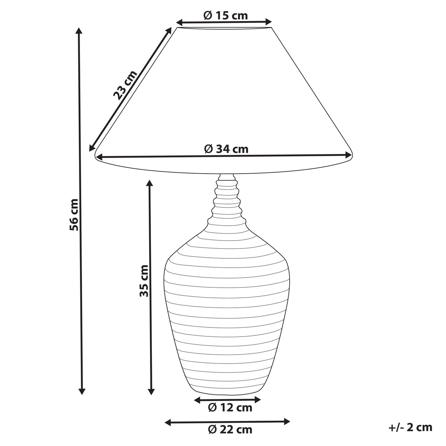 Carved Beige Ceramic Base Table Lamp With Linen Shade