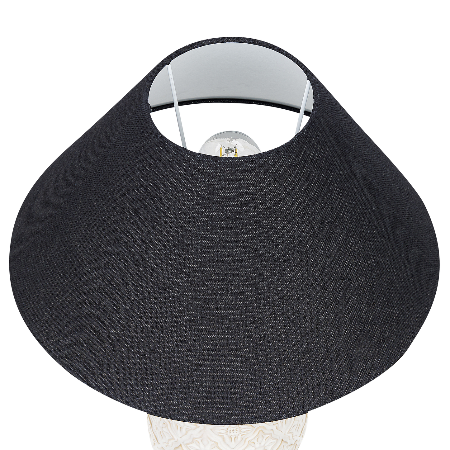 Bedside Table Lamp Beige Ceramic Base Fabric Shade