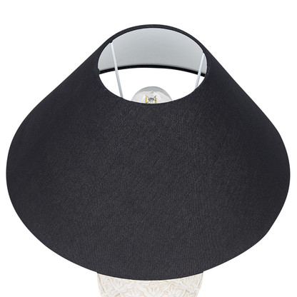 Bedside Table Lamp Beige Ceramic Base Fabric Shade