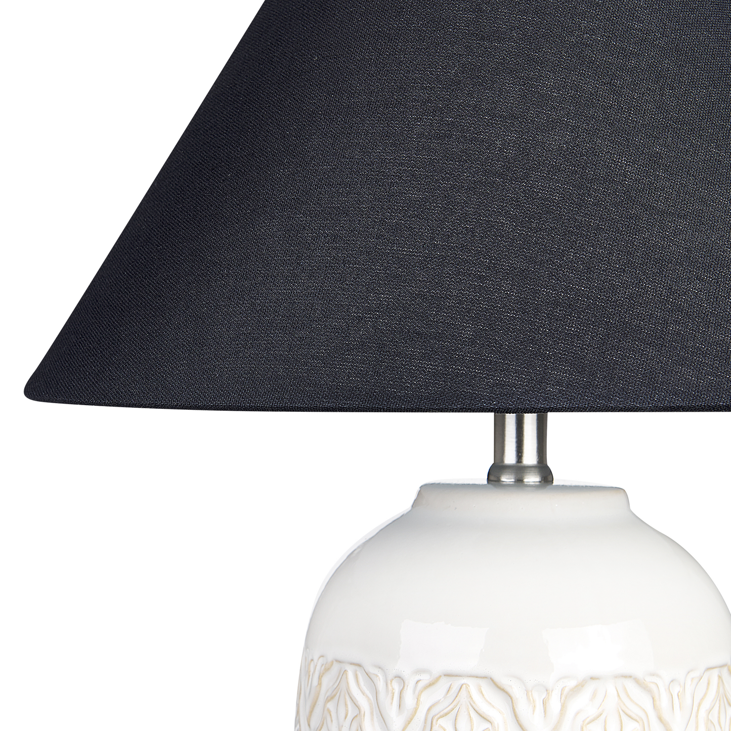 Bedside Table Lamp Beige Ceramic Base Fabric Shade