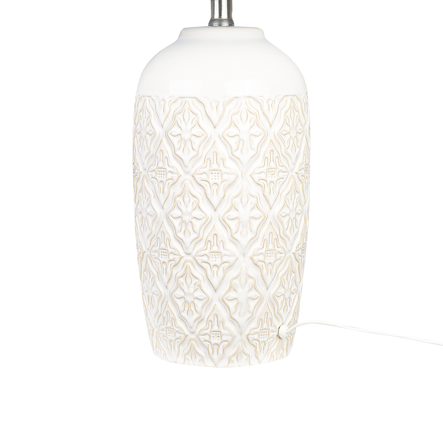 Bedside Table Lamp Beige Ceramic Base Fabric Shade
