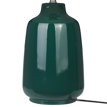 Table Lamp Dark Green Ceramic Base Fabric Shade