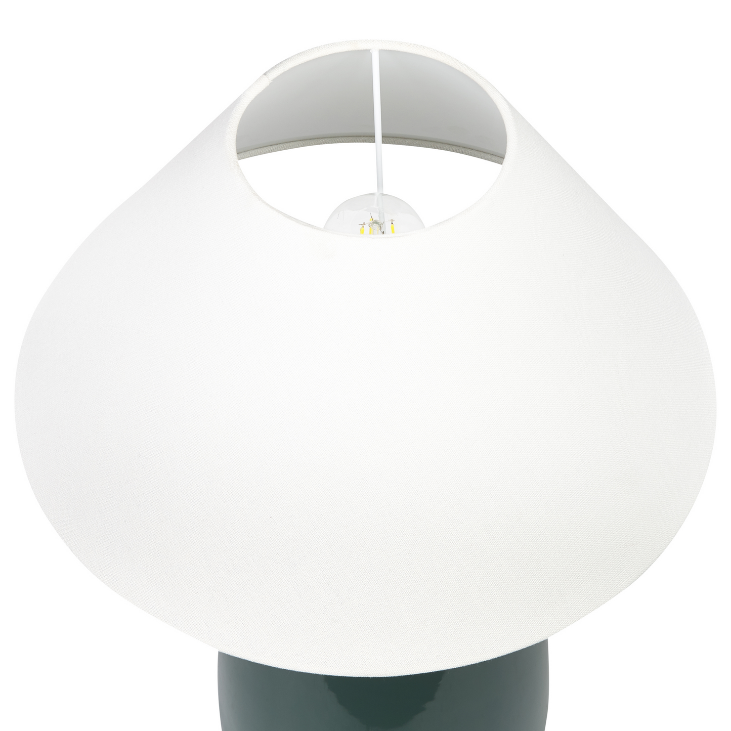 Table Lamp Dark Green Ceramic Base Fabric Shade