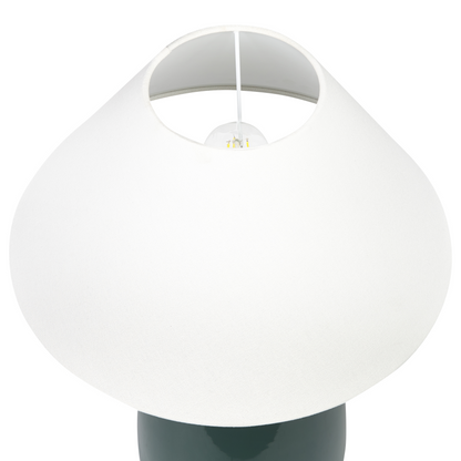 Table Lamp Dark Green Ceramic Base Fabric Shade
