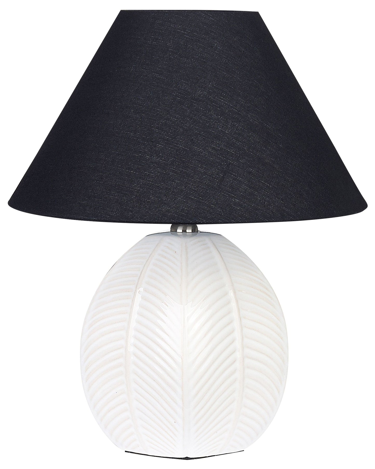 Beige Ceramic Table Lamp With Fabric Shade Bedside Light