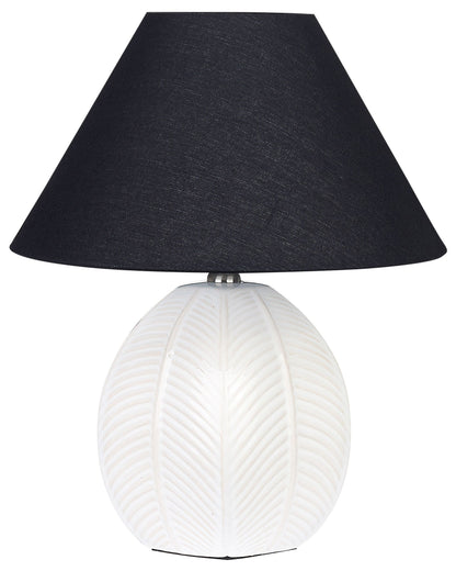 Beige Ceramic Table Lamp With Fabric Shade Bedside Light