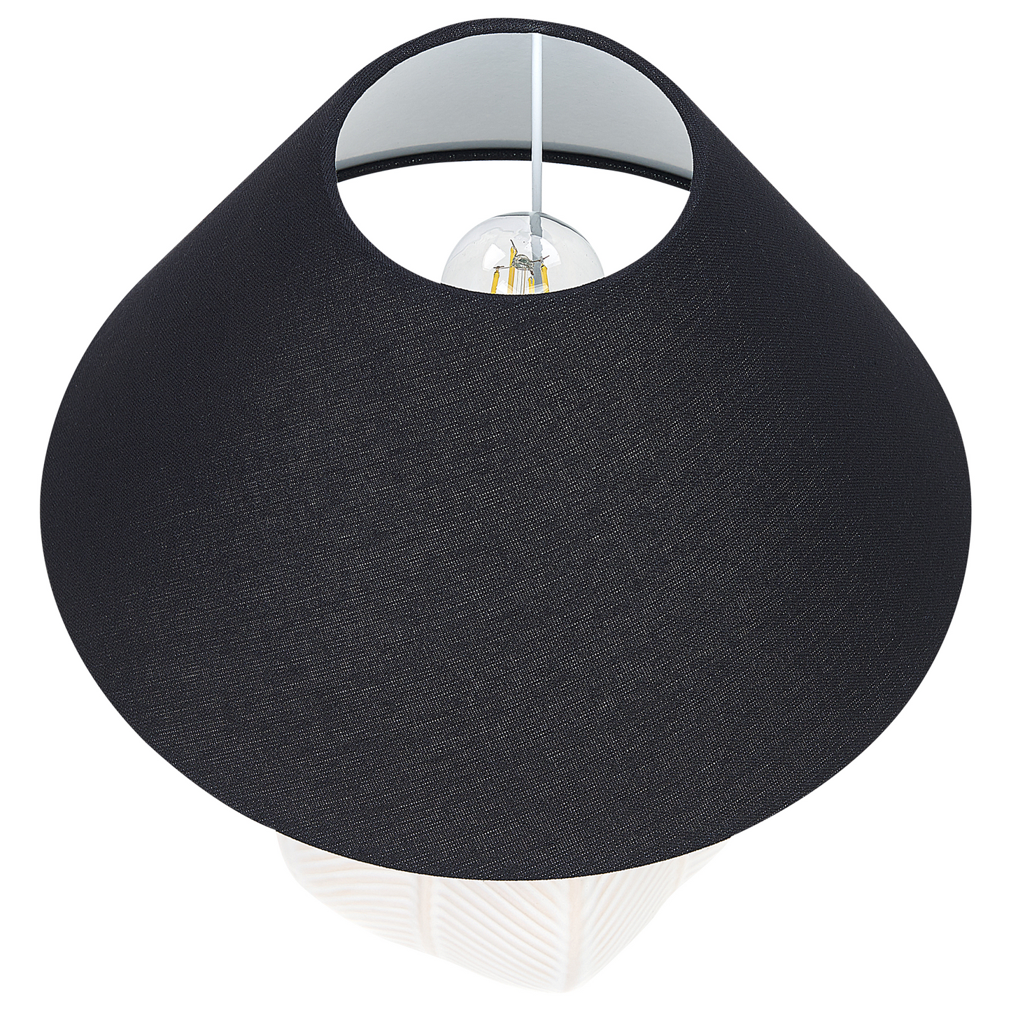 Beige Ceramic Table Lamp With Fabric Shade Bedside Light