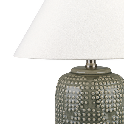 Table Lamp Grey Ceramic Base Fabric Shade Bedside Light