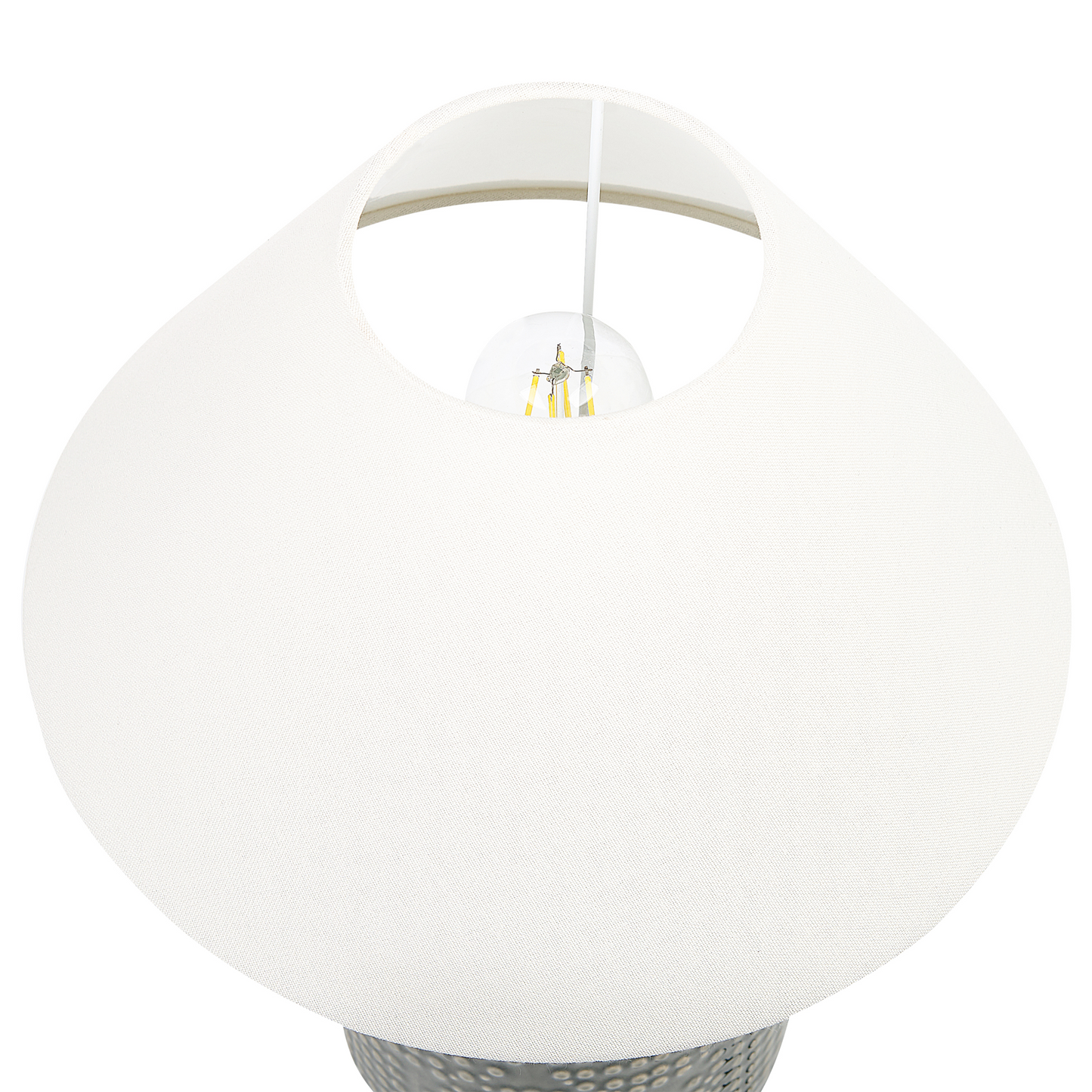 Table Lamp Grey Ceramic Base Fabric Shade Bedside Light